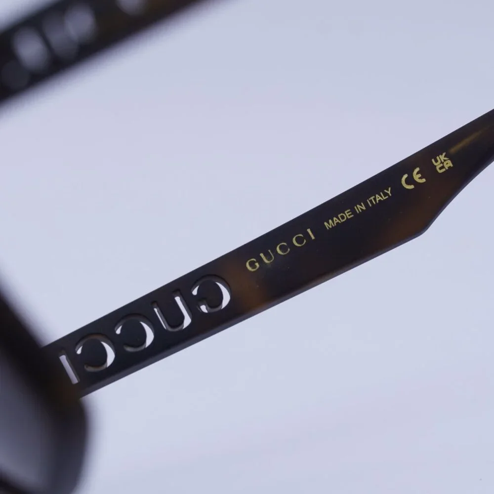 Gucci GG1570S 002 Sunglasses Matte Dark Havana Square Frame, Brown Lenses - Picture 8 of 11